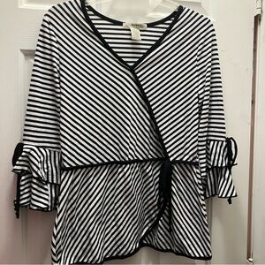 Belah & Codey Striped Black/white With Ties On Sleeves And In Front Small